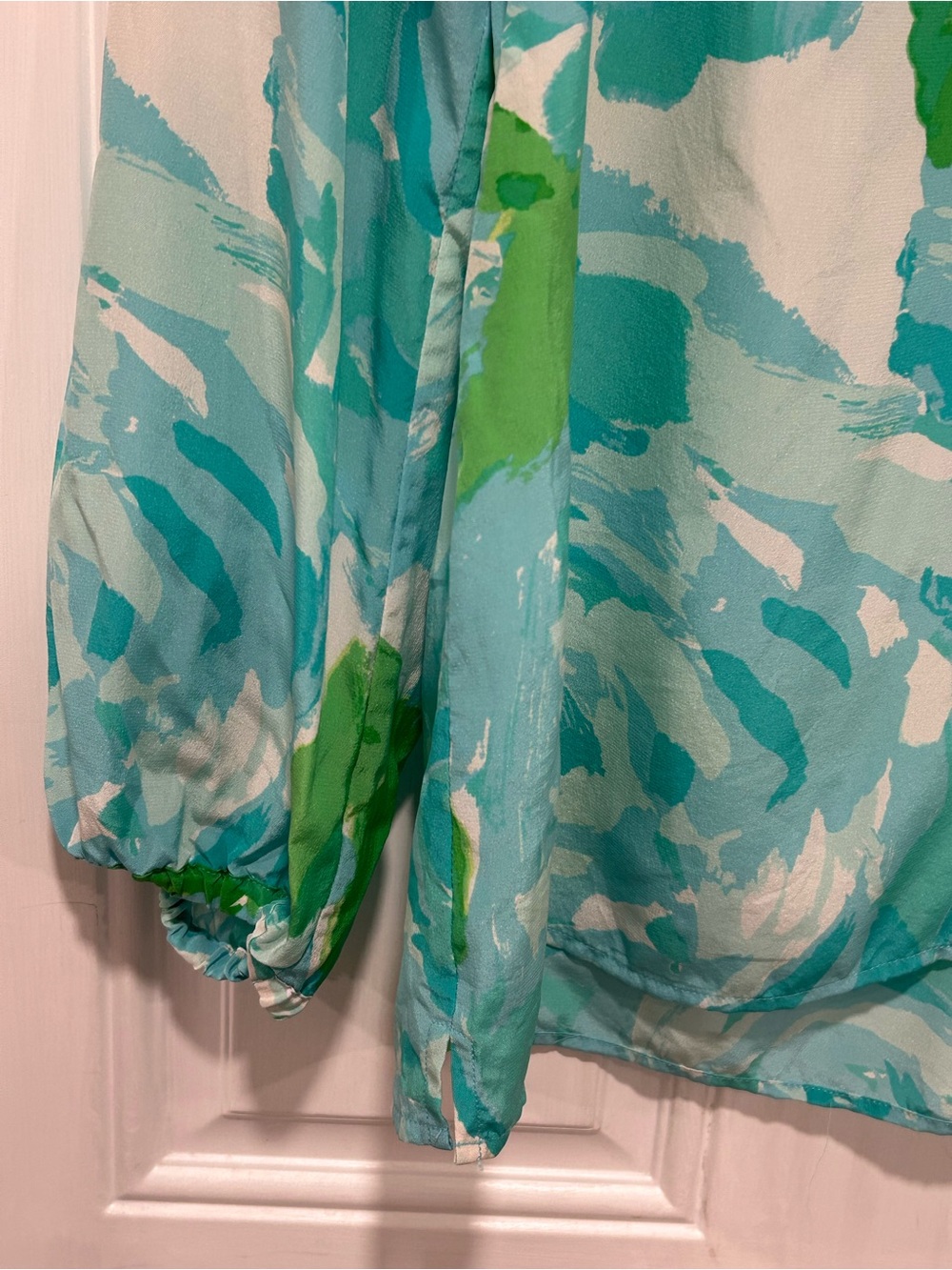 Lilly Pulitzer Elsa Silk Blouse Poolside Blue Floral Tunic Top 100% Silk Small - Picture 3 of 11